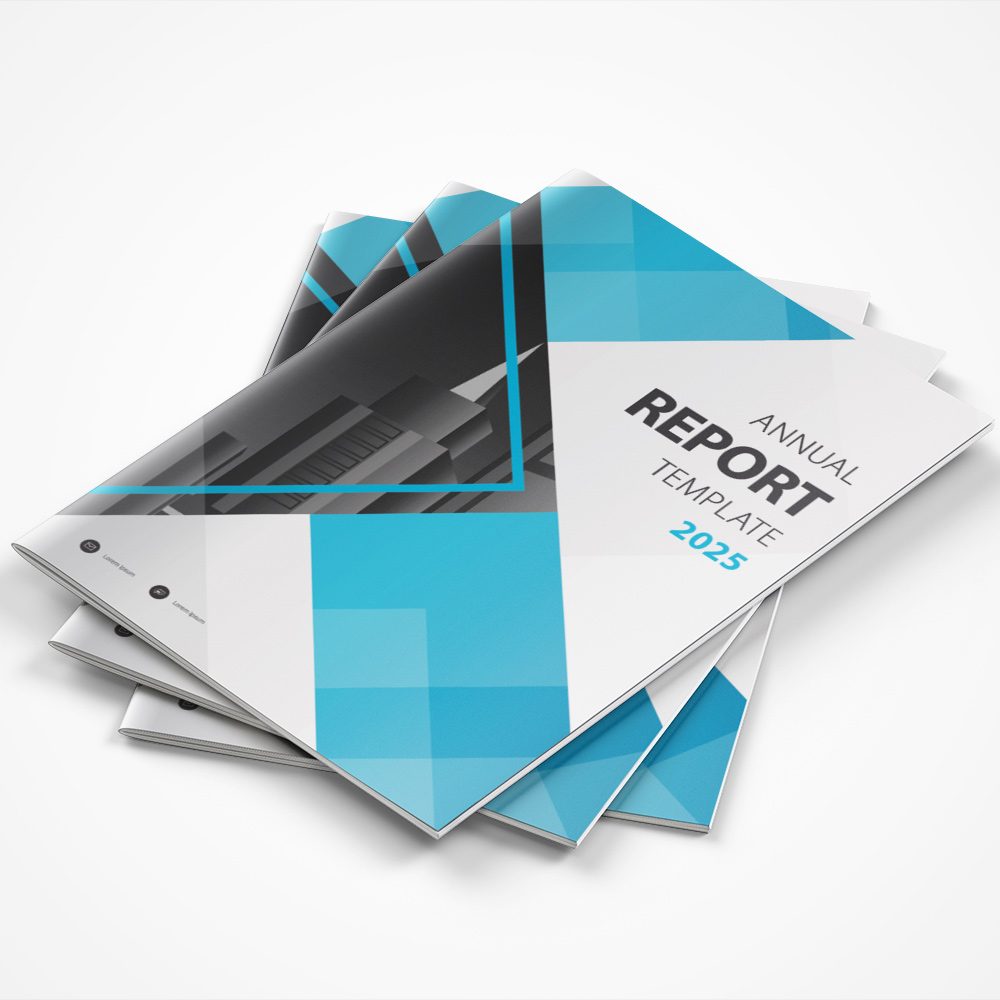 Stack of printed saddle-stitched booklets