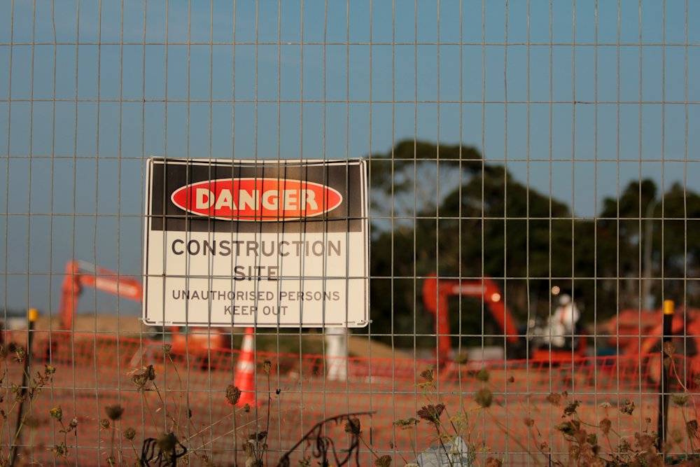 Construction site warning sign