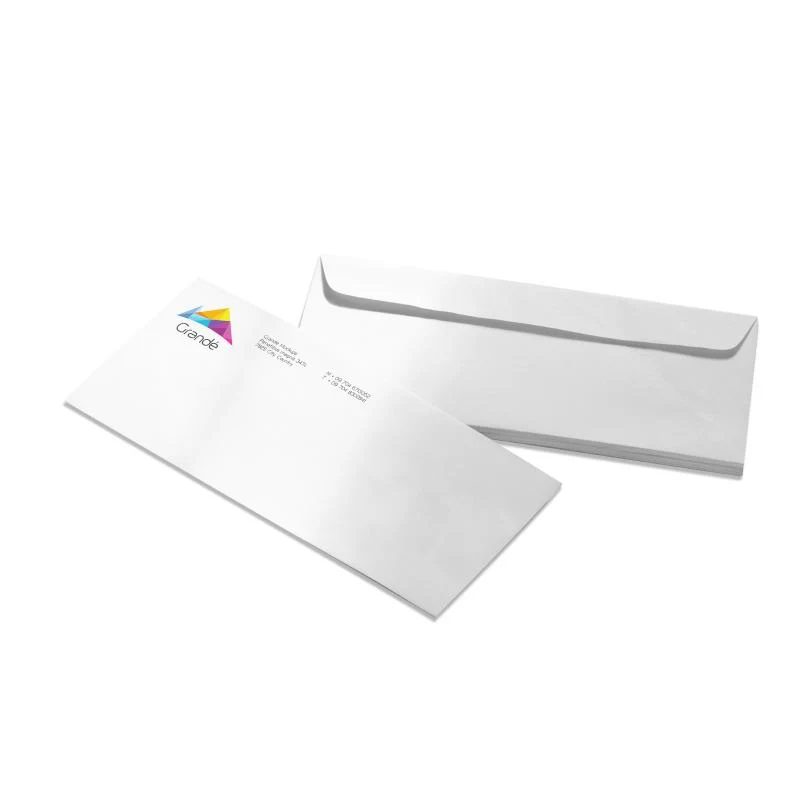 Printed #10 envelopes with a company logo and return address