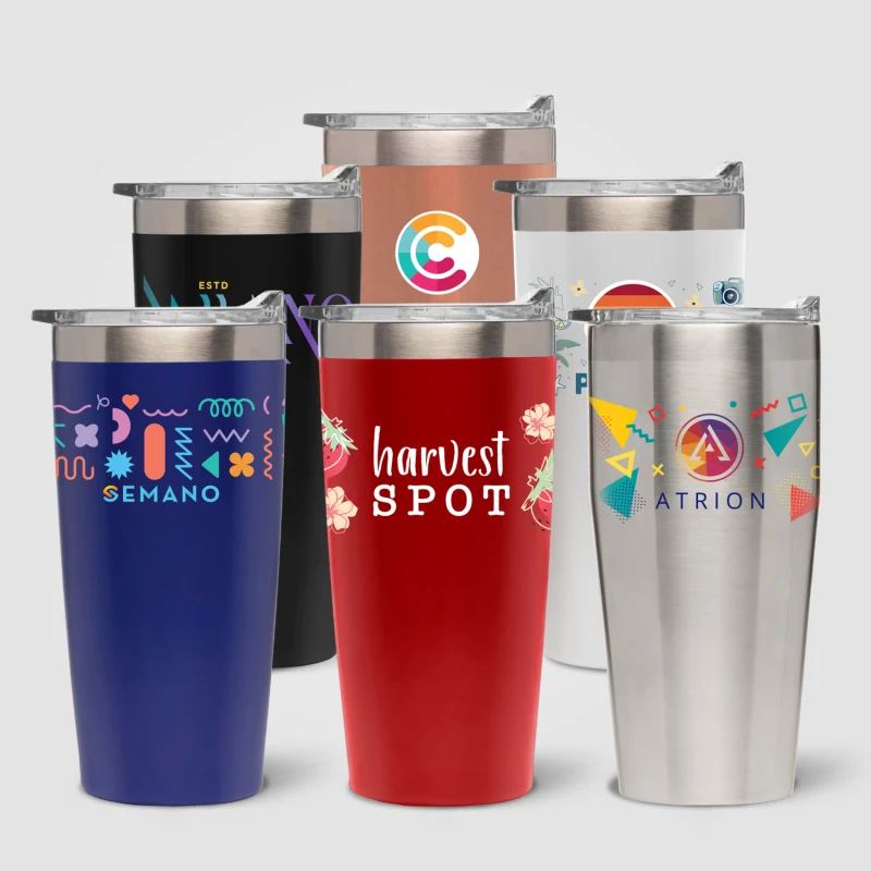 Insulated tumblers printed with logos