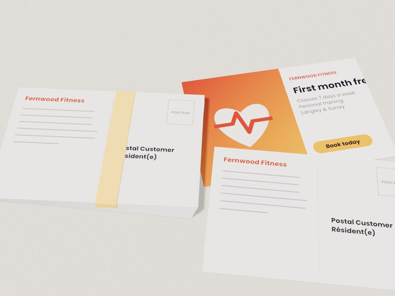 Bundle of postcards addressed to Postal Customer