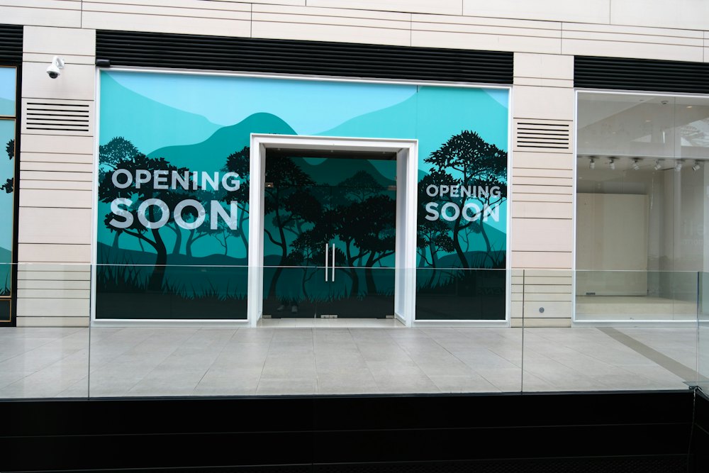 Storefront with a full Opening Soon window wrap